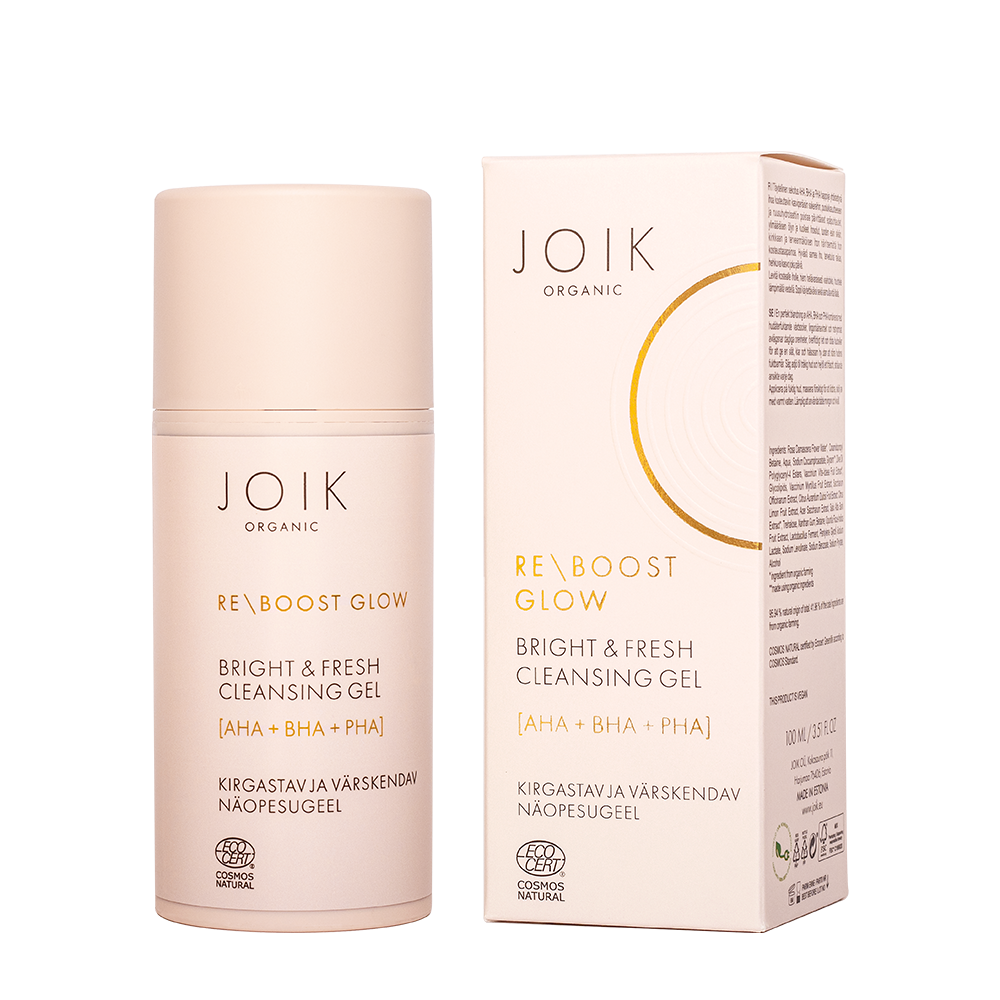 JOIK Organic Re-Boost Glow AHA+BHA+PHA Kirgastav ja värskendav näopesugeel 100 ml